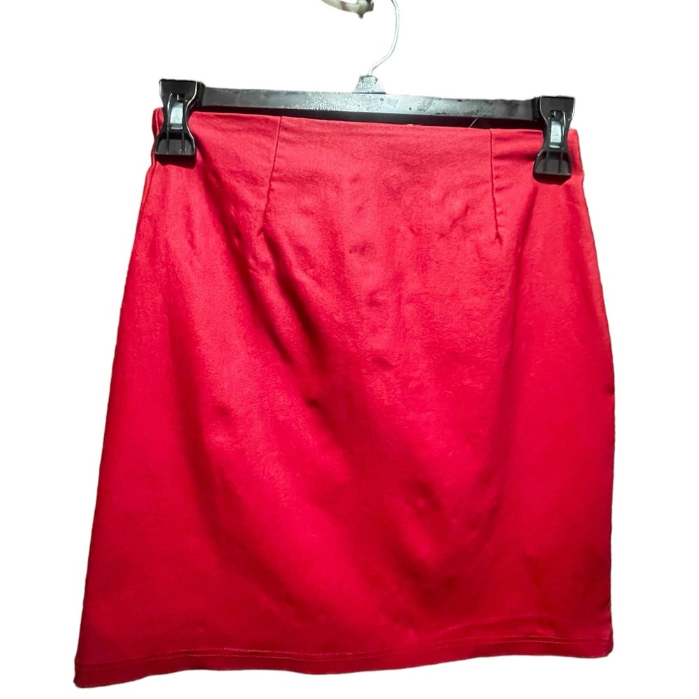 Windsor Red Faux Leather Zip Up Mini Bodycon Stretch Women’s Skirt in Size Small